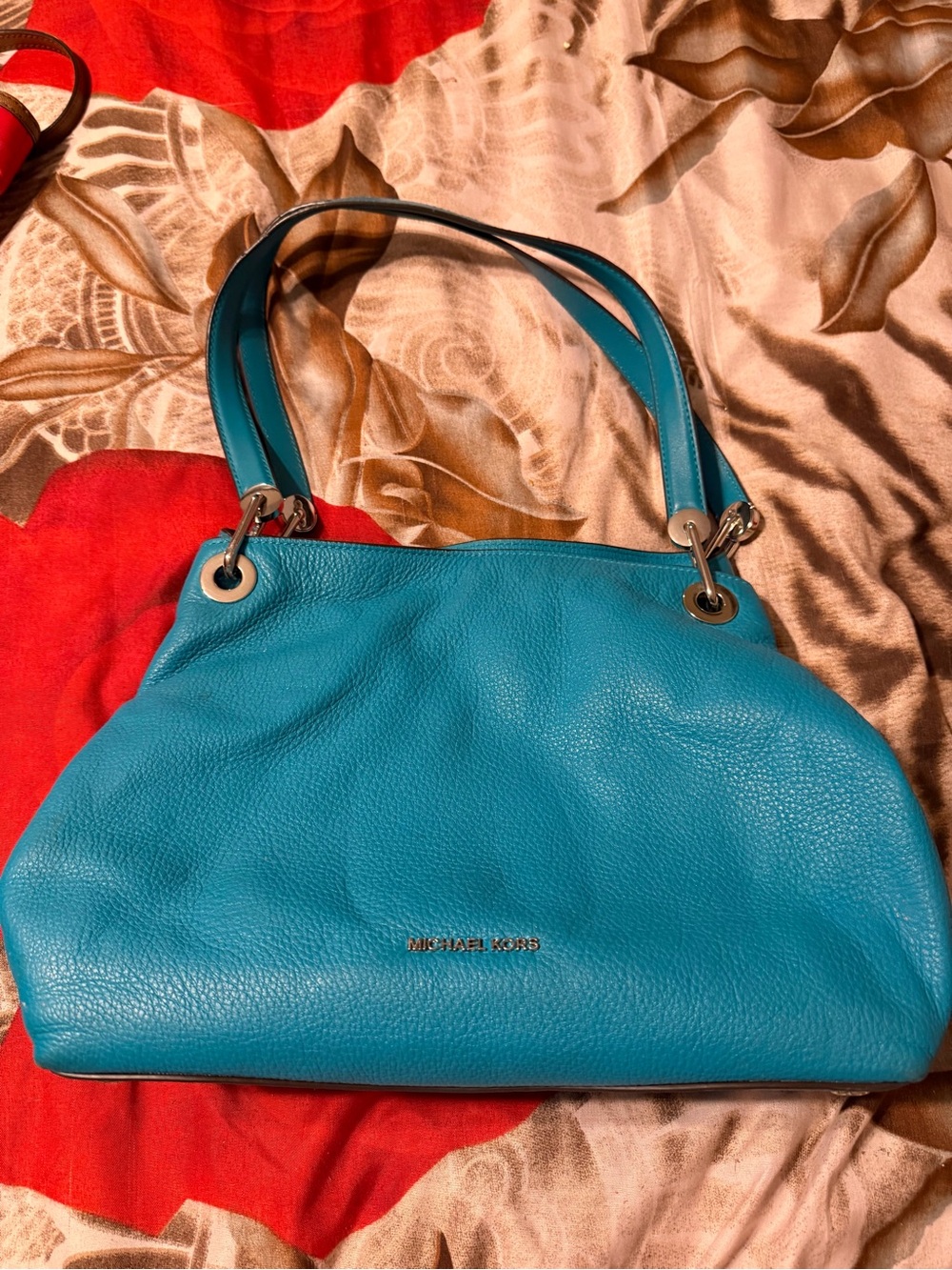Michael Kors Turquoise Blue Pebbled Leather Shoulder Bag